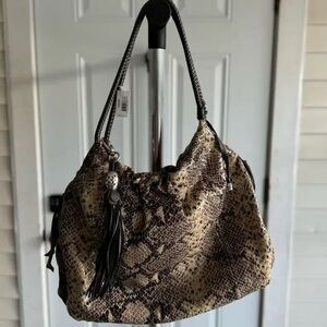Brighton Nolita Snake Print Hobo Shoulder Bag